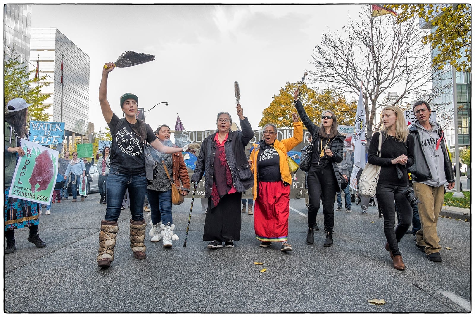  Elders, including Pauline Shirt of Plains Cree, Red-Tail Hawk Clan, supporter of Toronto Aboriginal Community. Photo: John Davidson, 2016